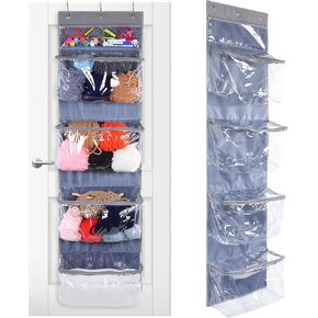 Hanging Yarn Storage Knitting Organizer Storage with 5 Compartments, Clear Wall Display Bulk Yarn Organizer for Yarn Enthusiasts, Hanging Yarn Storage Bag for Crochet Hooks, Yarn Balls