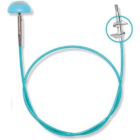 KnitPro 360° Nylon Coated Stainless Steel Teal Silver Swivel Cable | 30″/76 cm Length