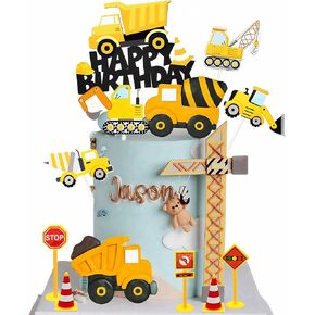 Construction Cake Toppers Vehicles Cake Decoration Excavator Birthday Decorations Construction Birthday Party Supplies