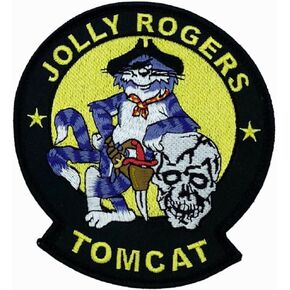 VF-84 Jolly Rogers Tomcat Patch, 4.5", Navy, F-14 Tomcat, Hook and Loop