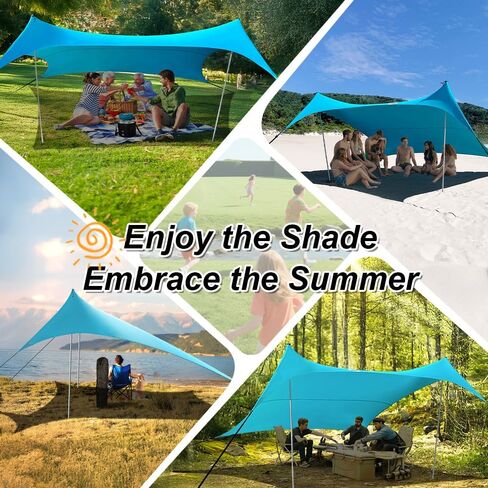 BESTSET 10×10ft UPF50+ Beach Tent Sun Shelter, Windproof Stable Outdoor Pop Up Beach Shade Canopy for Camping, Fishing, Backyard Fun or Picnics, 4 Poles in Saudi Arabia