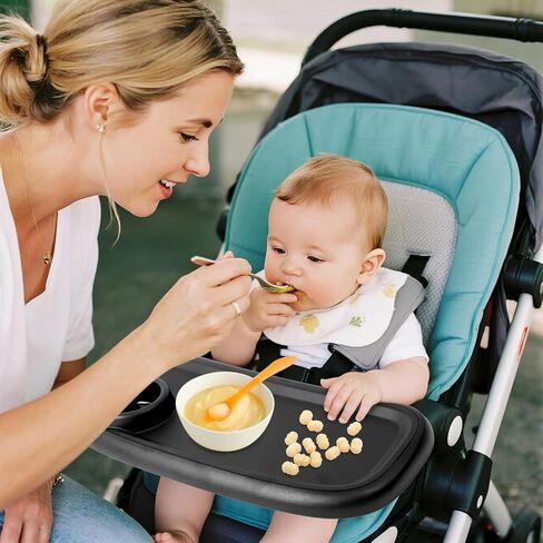 Stroller Cup with Snack Tray - 4-in-1 Universal Stroller Cup and Phone Holder Attachment, 360 Rotation Clip on Bottle Drink Cupholder Double Tray Accessories for Bike Walker Wheelchair in Saudi Arabia