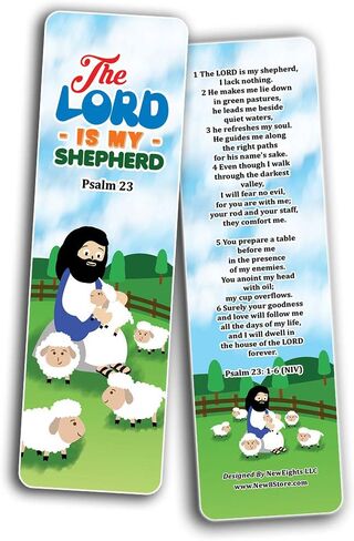 Psalm 23 The Lord is My Shepherd Bookmaks Cards (12-Pack) - VBS Sunday School Easter Baptism Thanksgiving Christmas Rewards Encouragement Gift Kids Boys Girls - Coronavirus Protection in Kuwait