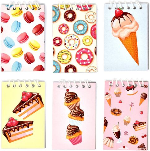 48 Count Donuts Ice Cream Cupcake Cookie Mini Notepads Cone Cake Dessert Themed Memo Spiral Notebooks for Kids Boys Girls Teacher School Classroom Rewards Goody Bag Birthday Party Favor Supplies Decor in Saudi Arabia