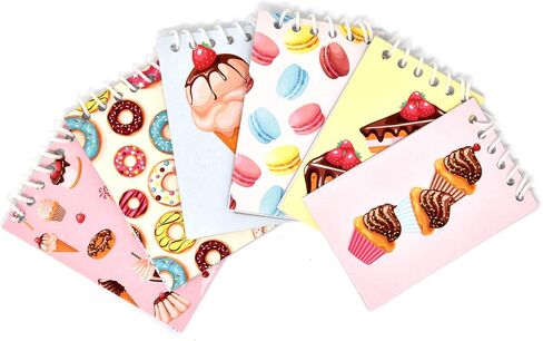 48 Count Donuts Ice Cream Cupcake Cookie Mini Notepads Cone Cake Dessert Themed Memo Spiral Notebooks for Kids Boys Girls Teacher School Classroom Rewards Goody Bag Birthday Party Favor Supplies Decor in Saudi Arabia