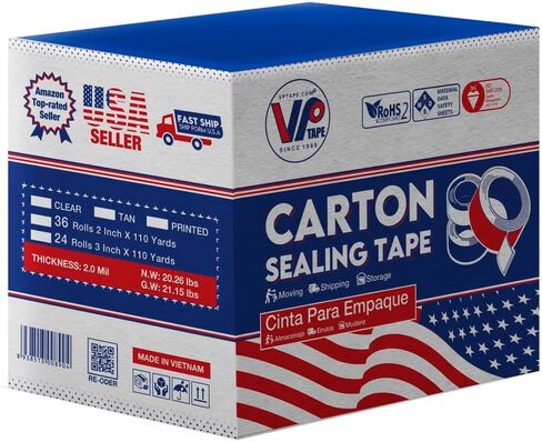 1 Pallet 90 Case 2.0 Mil Carton Tape (1 Plalet 90 Case 2160 Rolls (2.0 mil 3 inch × 110 ياردة) شريط خبز واضح.) in Kuwait