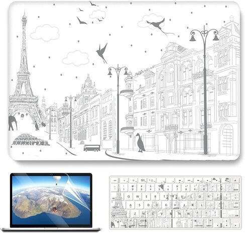 Ivy Case for MacBook Air 13 مع حالة M2 A2681 مع فيلم لوحة المفاتيح وحماية الشاشة - برج إيفل in Kuwait