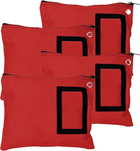 BankSupplies Canvas Zipper Bags | 12W x 9H | Set of 4 | Large Storage Bags | Grommet for Zip Tie & Padlock | 5W x 3H Framed Cardholder | Zipper Closure | Bank Bags in Saudi Arabia