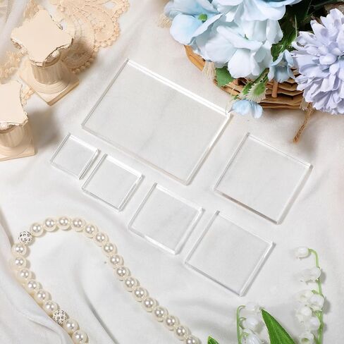 6 أجهزة كمبيوتر أكريليك كتل التصوير الأكريليك الفوتوغرافي بلوك زفاف شقة وضع الدعائم واضحة أدوات ختم مجموعة مجموعة مصنوعة من طوابع الكتل للسيارة القبضة لصنع أداة ختم DIY in Kuwait