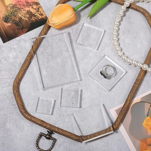 6 أجهزة كمبيوتر أكريليك كتل التصوير الأكريليك الفوتوغرافي بلوك زفاف شقة وضع الدعائم واضحة أدوات ختم مجموعة مجموعة مصنوعة من طوابع الكتل للسيارة القبضة لصنع أداة ختم DIY in Kuwait