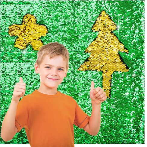 Sensory Wall Sequin Flip Fabric for Kids - 36" × 49", 0.2'' Reversible Sensory Sequin Glitter Fabric Wall Gift, Laser Cut Edge, for Classroom Home Tactile Therapeutic, Sapphire Blue in Saudi Arabia