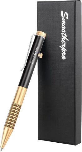 SMOOTHERPRO Bolt Action Pen, Solid Brass Gel Ink Pen with Black Ink, Compatible with Pentel Refills, Weighted Heavy Pen for Tremor Parkinson Arthritic Hand, Red(SG03R) in Saudi Arabia