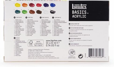 Liquitex Acrylic Basics Set of 12 x 22 ml Colours in Saudi Arabia