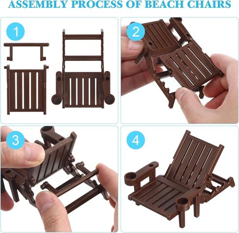 مجموعة شاطئ مصغرة من 5 ، حمام سباحة مصغرة مع المظلات والكراسي ، محاكاة شاطئ الديكور دمية للأطفال. in Kuwait
