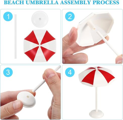 مجموعة شاطئ مصغرة من 5 ، حمام سباحة مصغرة مع المظلات والكراسي ، محاكاة شاطئ الديكور دمية للأطفال. in Kuwait