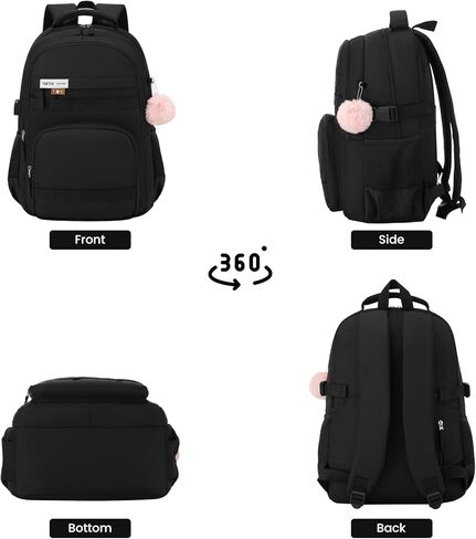 Black Backpack for Men Women,Travel Laptop Backpack Fits 15.6Inch Notebook,School Bags with Large Capacity,Casual Bookbag for Teens Boys Girls Middle and High School College in Saudi Arabia