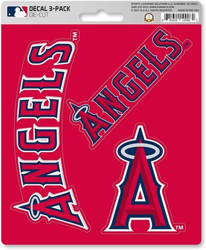 FANMATS 39319 MLB - Los Angeles Angels 3 قطعة ملصق تم تعيين هدية رائعة لعشاق الرياضة - يعمل على الأسطح الصلبة - للمنازل والسيارات والشاحنات وسيارات الدفع الرباعي. in Kuwait