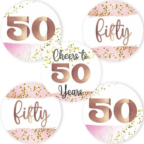 50th Birthday Sticker Labels by Adore By Nat - Fifty Rose Gold Party Favors Celebration - Set of 30 in Saudi Arabia