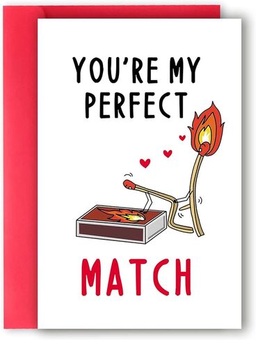 بطاقة هدايا عيد ميلاد مضحكة للرجال نساء ، بطاقة الذكرى السنوية الحب لصديقها ، هدية عيد الحب سعيد من صديقته ، أنت مباراة مثالية لي in Kuwait