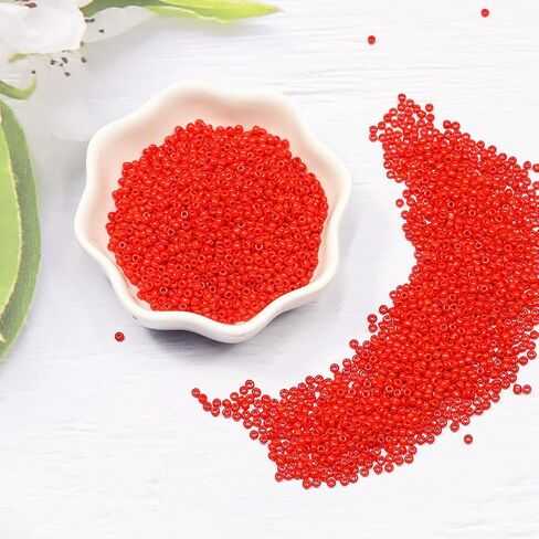 Size 12/0 Crafts Glass Seed Beads 2mm Red Beads for Jewelry Making (Total About 100g About 11000pcs) in Saudi Arabia