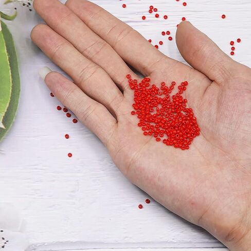 Size 12/0 Crafts Glass Seed Beads 2mm Red Beads for Jewelry Making (Total About 100g About 11000pcs) in Saudi Arabia