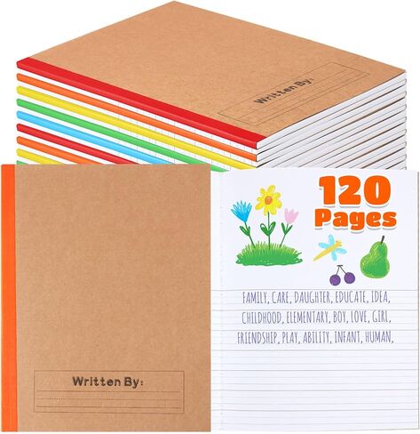 Henoyso 20 PCS 120 PAGES COPPOCION COPPOCITION NOTERS 9.75 × 7.5 بوصة المجلات الأولية للأطفال كتابة اليدوية والرسم في مرحلة ما قبل المدرسة ، الصفوف K-2 ، روضة الأطفال (قوس قزح) in Saudi Arabia