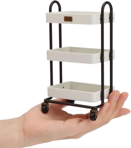 Dollhouse Miniature Handcart Rolling Cart 3 Layers Storage with Wheels for Mini House Kitchen Furniture Restaurant Trolley Dining Cart Shelf Accessories Garden Decoration (Beige) in Saudi Arabia