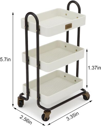Dollhouse Miniature Handcart Rolling Cart 3 Layers Storage with Wheels for Mini House Kitchen Furniture Restaurant Trolley Dining Cart Shelf Accessories Garden Decoration (Beige) in Saudi Arabia