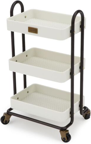 Dollhouse Miniature Handcart Rolling Cart 3 Layers Storage with Wheels for Mini House Kitchen Furniture Restaurant Trolley Dining Cart Shelf Accessories Garden Decoration (Beige) in Saudi Arabia