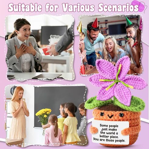 Handmade Grateful Crochet Purple Lily Flower Doll with Appreciation Card – Thank You Gift for Women, Friends, Coworkers, Teachers, Nurses for Her Birthday, Mother’s Day, Christmas. in Saudi Arabia