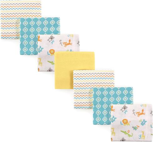 Luvable Friends Unisex Baby Cotton Flannel Receiving Blankets, Train 7-Pack, One Size (Pack of 2) in Saudi Arabia