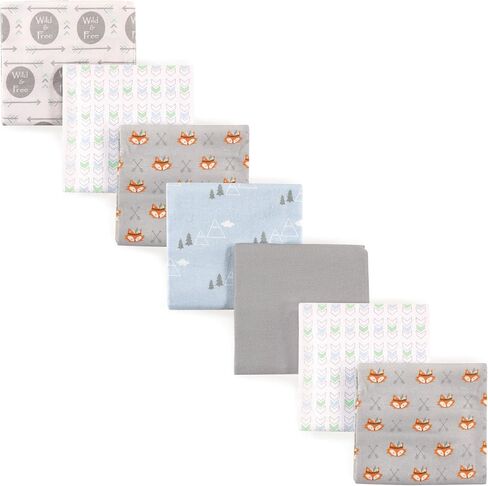 Luvable Friends Unisex Baby Cotton Flannel Receiving Blankets, Train 7-Pack, One Size (Pack of 2) in Saudi Arabia
