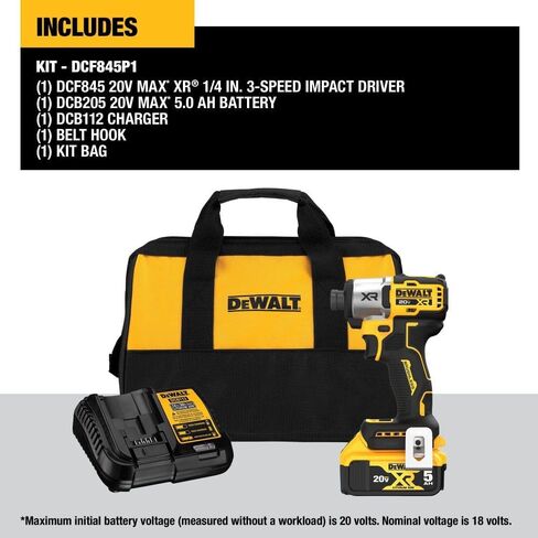 DEWALT 20V MAX Impact Driver, Cordless, 3-Speed, Battery and Charger Included (DCF845P1) in Saudi Arabia