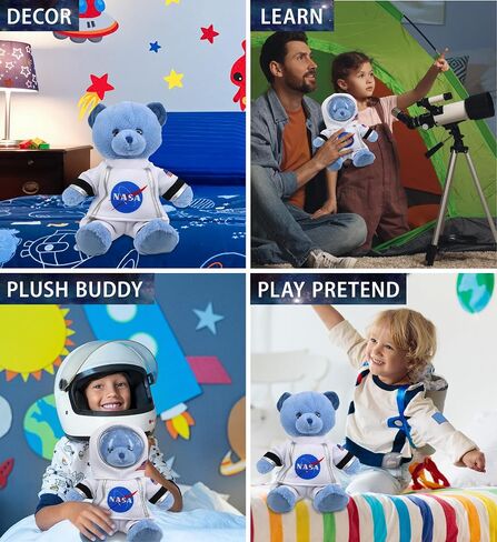 DolliBu Baby Blue Bear Astronaut Plush Toy - Wild Life Astronaut Stuffed Animal with Space Helmet and NASA Astronaut Suit, Spaceman Doll Decor for Girls and Boys with Personalization - 8 Inch in Saudi Arabia
