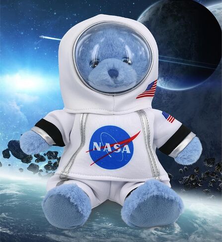 DolliBu Baby Blue Bear Astronaut Plush Toy - Wild Life Astronaut Stuffed Animal with Space Helmet and NASA Astronaut Suit, Spaceman Doll Decor for Girls and Boys with Personalization - 8 Inch in Saudi Arabia