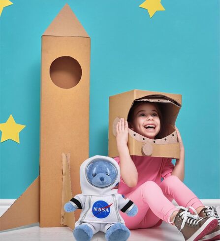 DolliBu Baby Blue Bear Astronaut Plush Toy - Wild Life Astronaut Stuffed Animal with Space Helmet and NASA Astronaut Suit, Spaceman Doll Decor for Girls and Boys with Personalization - 8 Inch in Saudi Arabia