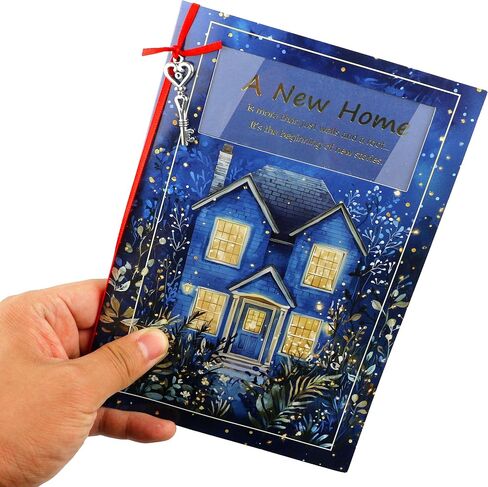 بطاقة منزلية جديدة ، بطاقة Housewarming - بطاقة تهنئة منزلية جديدة مع مفتاح زخرفي للأصدقاء والعائلة للاحتفال بدايات جديدة （5.6 × 8.1 "） in Kuwait