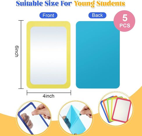Dandat 10 Pcs Small Mirrors for Crafts Kids Mirror Plastic Mirror for Kids 6 x 4 Inches Toddler Mirror Round Corners Shatter Proof Mirror for Classroom Bathroom Crafts in Saudi Arabia
