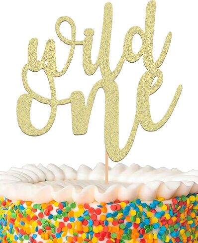 Myamped Wild One Cake Topper - Glitter Golden 1st Birthday Cake Counting Supplies ، مناسبة لمصالح استحمام الطفل ، وتكشف الجنس ، أو حفلة عيد الميلاد الأولى أو الدعائم in Kuwait