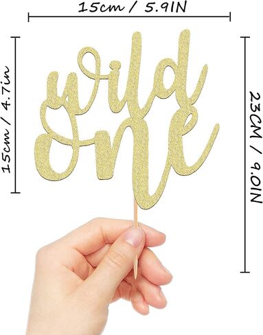 Myamped Wild One Cake Topper - Glitter Golden 1st Birthday Cake Counting Supplies ، مناسبة لمصالح استحمام الطفل ، وتكشف الجنس ، أو حفلة عيد الميلاد الأولى أو الدعائم in Kuwait