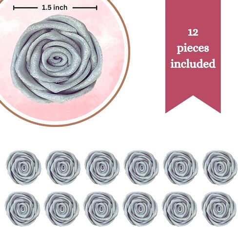 Confect Metallic Edible Lumniscent Pearl Roses | Edible Christmas Cupcake Toppers | Edible Flower For Cake Decorating | Edible Metallic Sugar - Soy-Free, Dairy-Free, Palm Oil-Free -Pack of 12 in Saudi Arabia