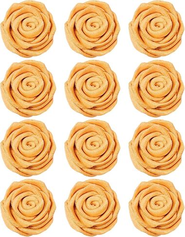Confect Metallic Edible Lumniscent Pearl Roses | Edible Christmas Cupcake Toppers | Edible Flower For Cake Decorating | Edible Metallic Sugar - Soy-Free, Dairy-Free, Palm Oil-Free -Pack of 12 in Saudi Arabia