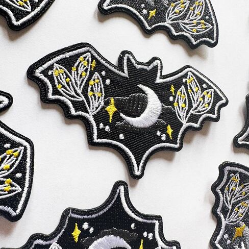 Bat Patch Iron On Embroidered Gothic Spooky Patches 3.5" by EspiLane in Saudi Arabia