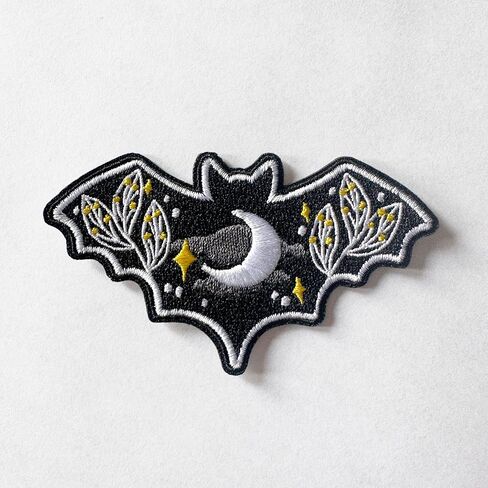 Bat Patch Iron On Embroidered Gothic Spooky Patches 3.5" by EspiLane in Saudi Arabia