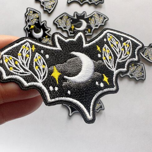 Bat Patch Iron On Embroidered Gothic Spooky Patches 3.5" by EspiLane in Saudi Arabia