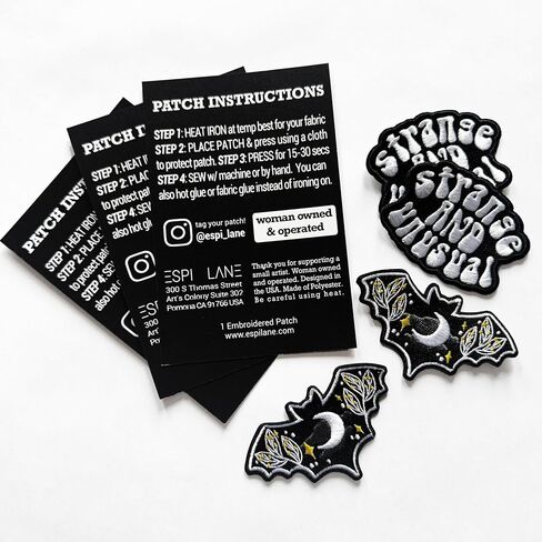 Bat Patch Iron On Embroidered Gothic Spooky Patches 3.5" by EspiLane in Saudi Arabia