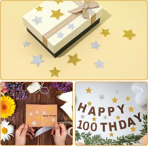 200 PCS ملصقات الرغوة النجمية اللامعة ، ملصقات فضية وفضية من الذهب النجمة الذهب ملصقات براقة للاصطدامات لبطاقات المعايدة الحرف اليدوية. in Kuwait