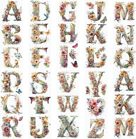 WANDIC 10 Sheets English Alphabet Flowers Rub On Transfer Stickers Furniture Decals Waterproof Stickers for DIY Crafts Present Bouquet Decoration, 10 * 30cm in Saudi Arabia