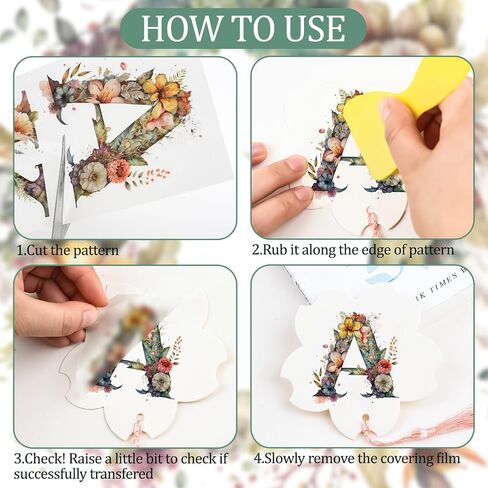 WANDIC 10 Sheets English Alphabet Flowers Rub On Transfer Stickers Furniture Decals Waterproof Stickers for DIY Crafts Present Bouquet Decoration, 10 * 30cm in Saudi Arabia