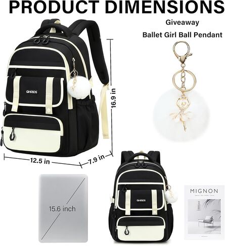 حقيبة ظهر للمدرسة للبنات ، حقيبة الظهر المحمول 15.6 بوصة الأطفال الابتدائية الأوسط المدارس الثانوية حقيبة مكافحة السرقة لطيبة الكتب الكلية للمراهقين الفتيات الطلاب in Kuwait